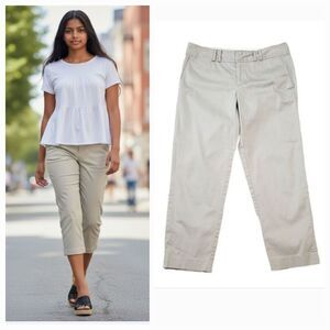 Y2K Banana Republic Ryan Sateen Crop Trouser Pant in Milstone Beige Size 6